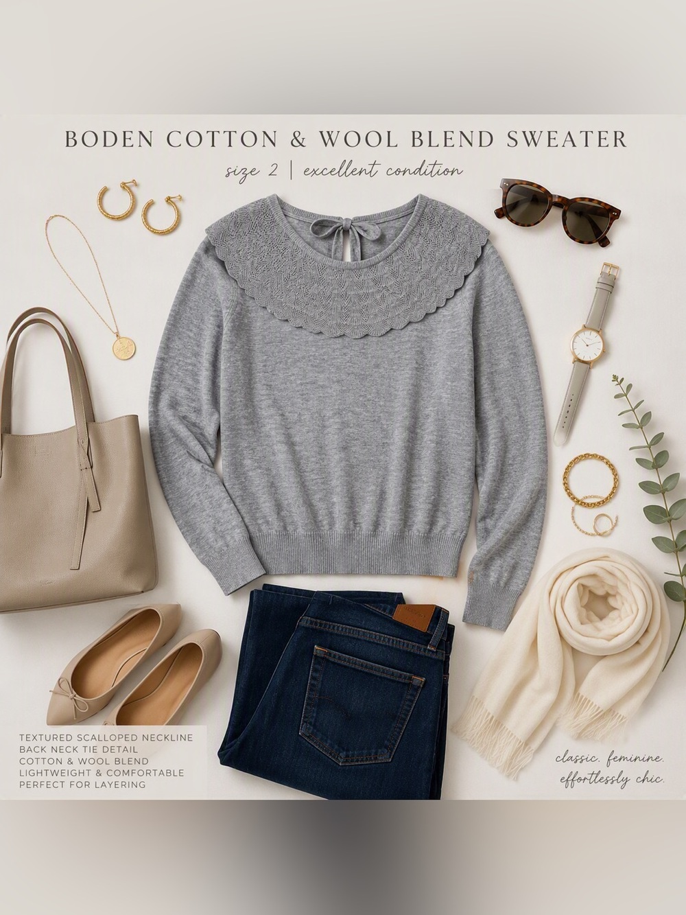 Boden Cotton & Wool Blend Sweater | Size 2 | Excellent Condition